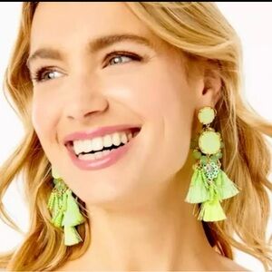 Lilly Pulitzer waterside dangle fringe earrings in pistachio green- NEW